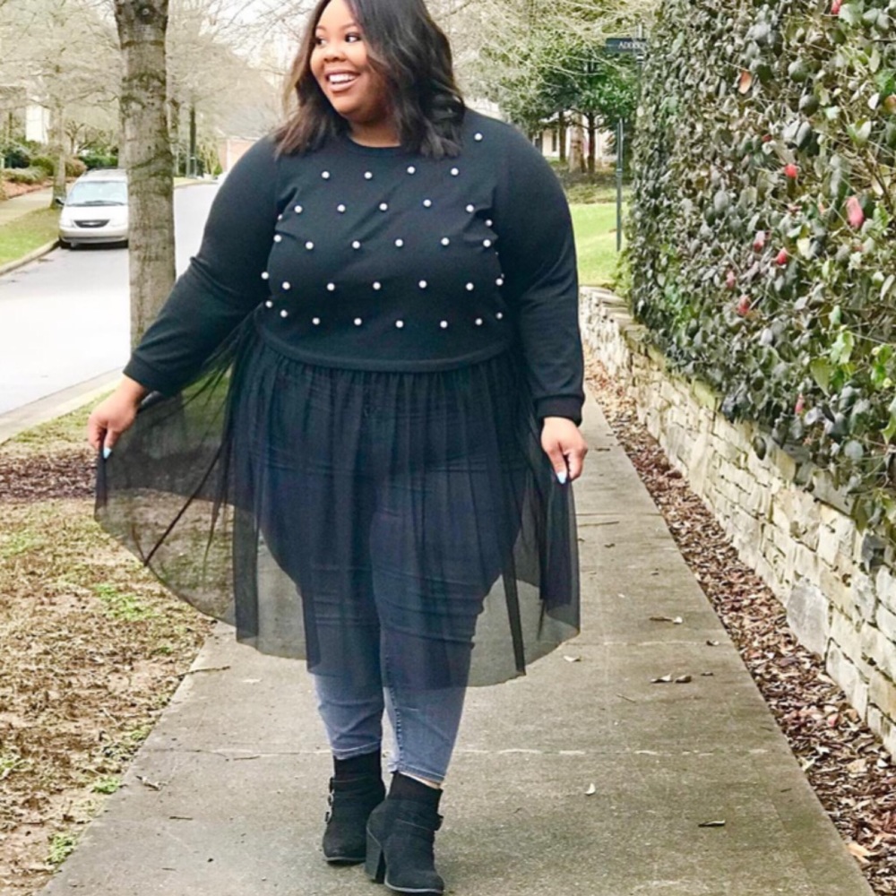 🆕 Eloquii Pearls & Tulle Sweatshirt Sz 20